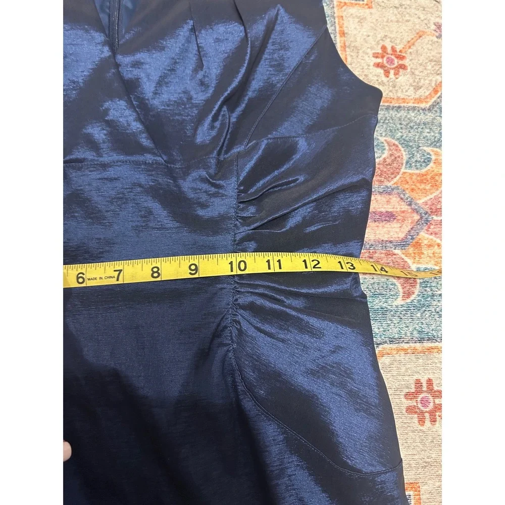 Adrianna Papell navy blue satin sz 8 glam event‎ wedding guest dress MOB party